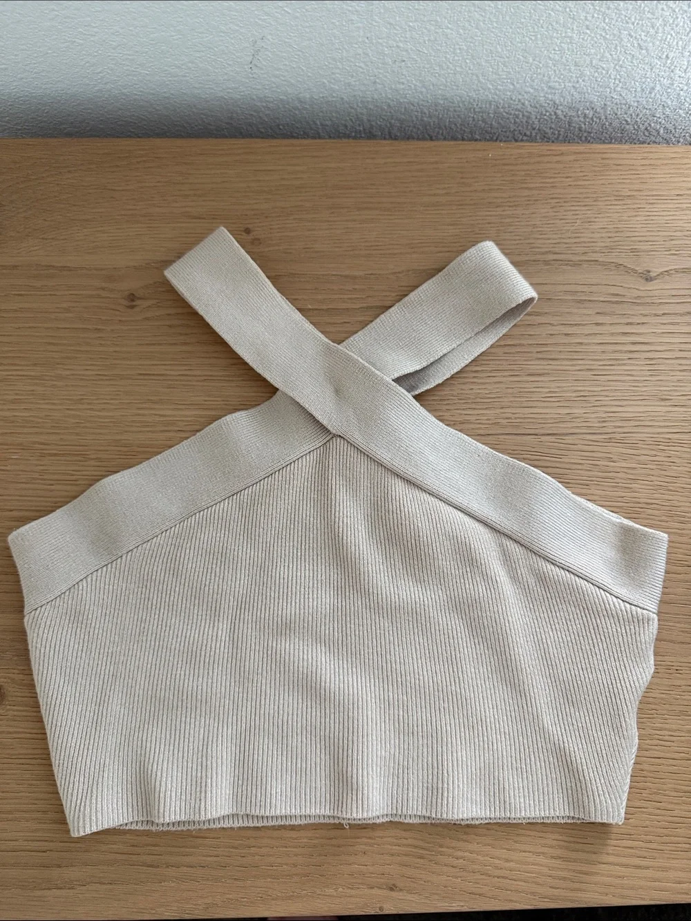 House of Harlow 1960 Cream Ribbed Crop Top